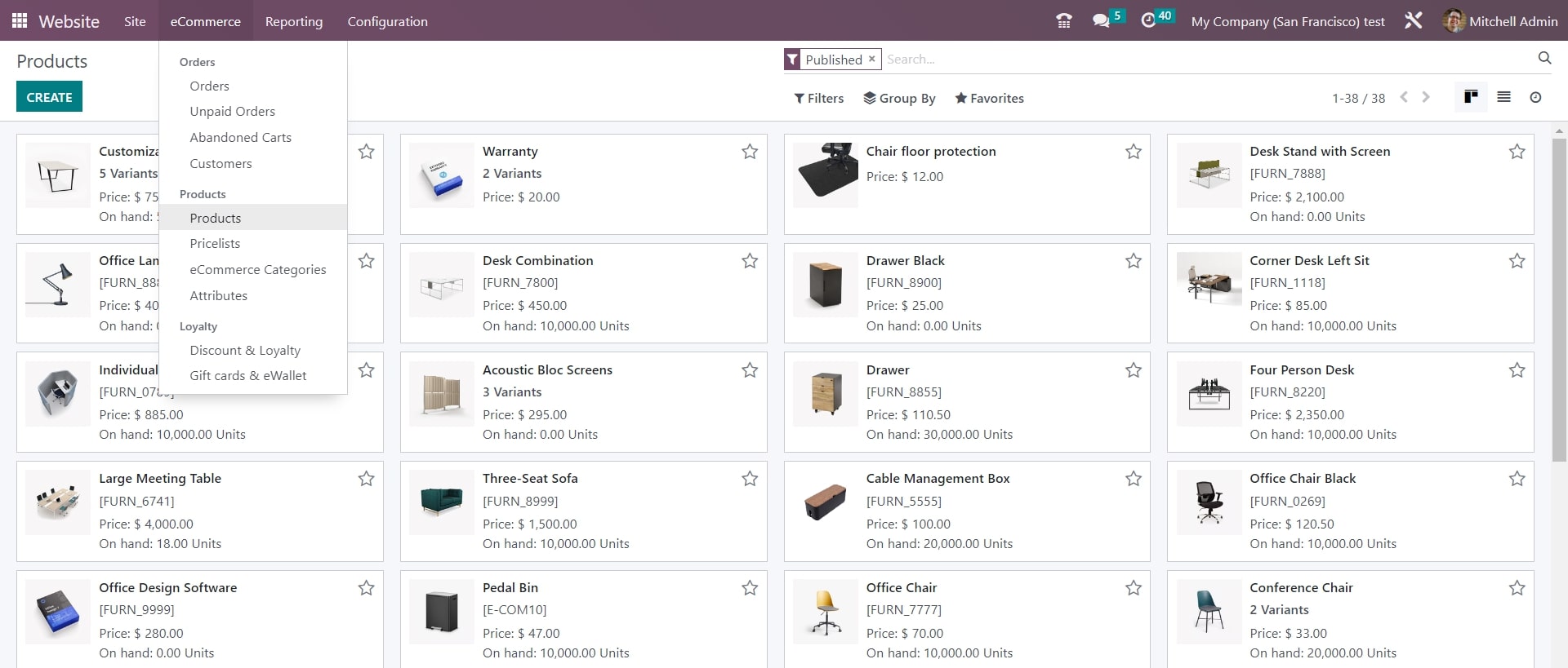 Odoo Website Module - Product View