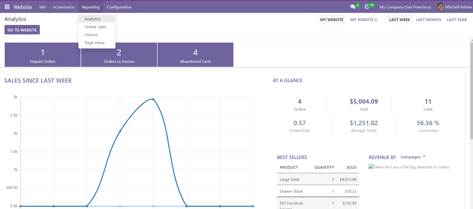 Odoo Website Module - Web analytic data