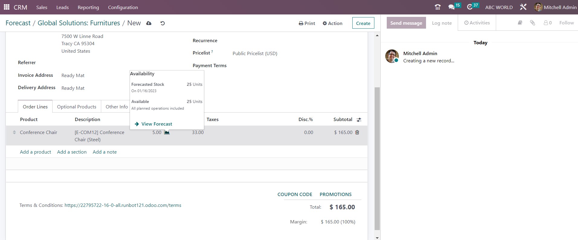 Odoo Manufacturing forecast