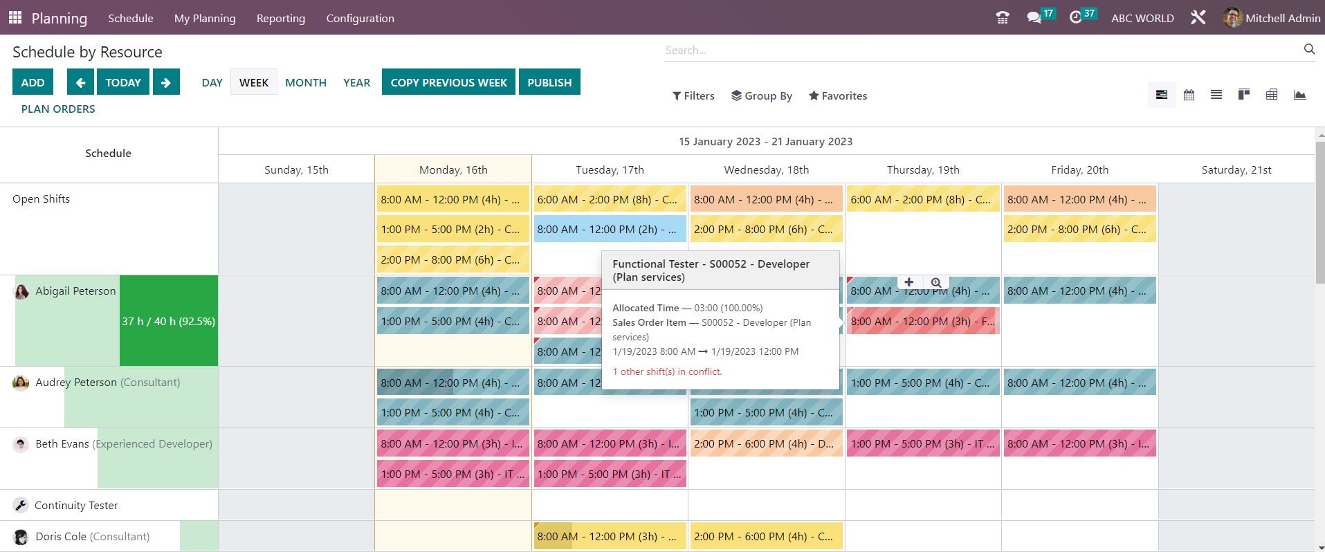 Odoo Schedule by resources