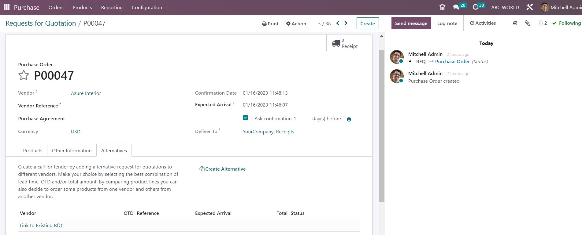 Odoo Purchase Module