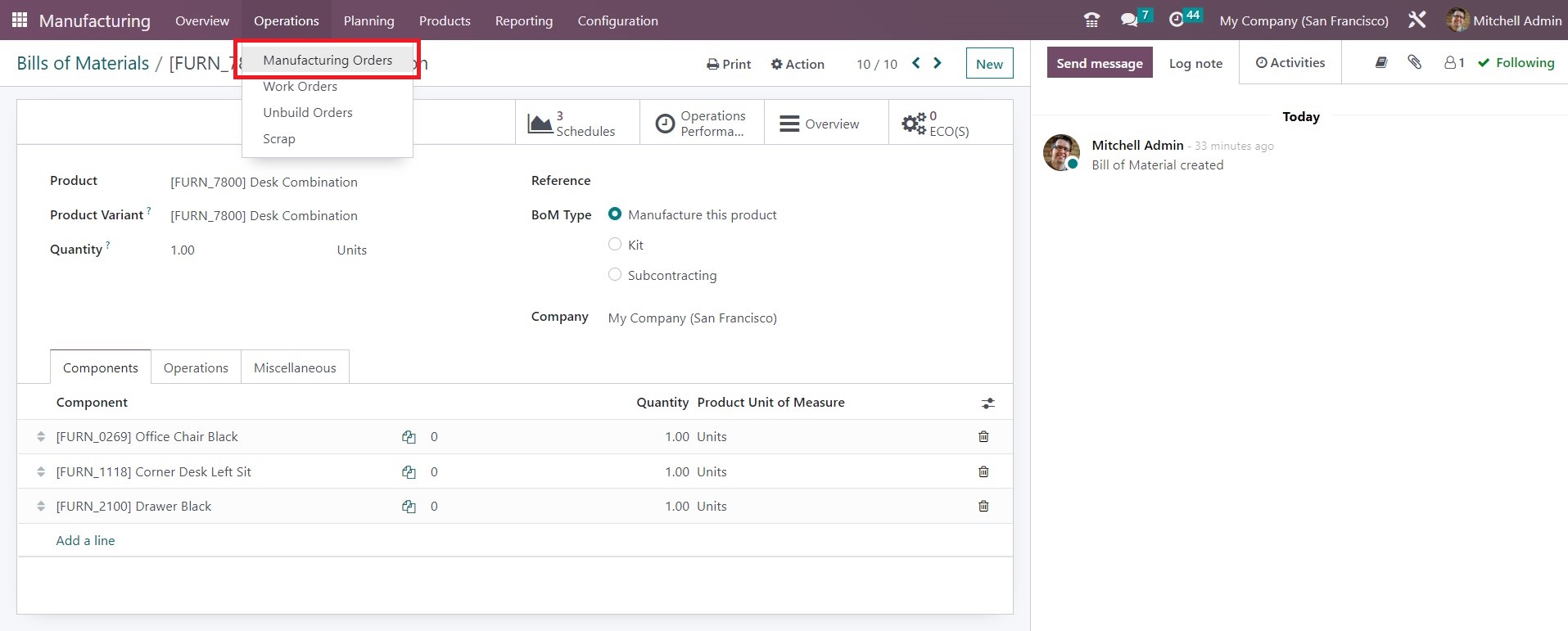 Step 2: Create a Manufacturing Order - 1 - Midis