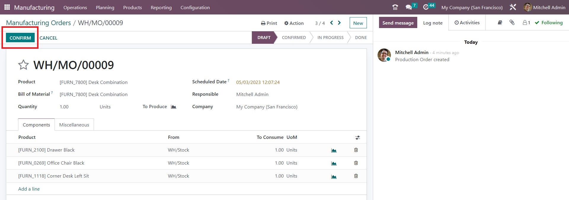 Step 2: Create a Manufacturing Order - 3 - Midis