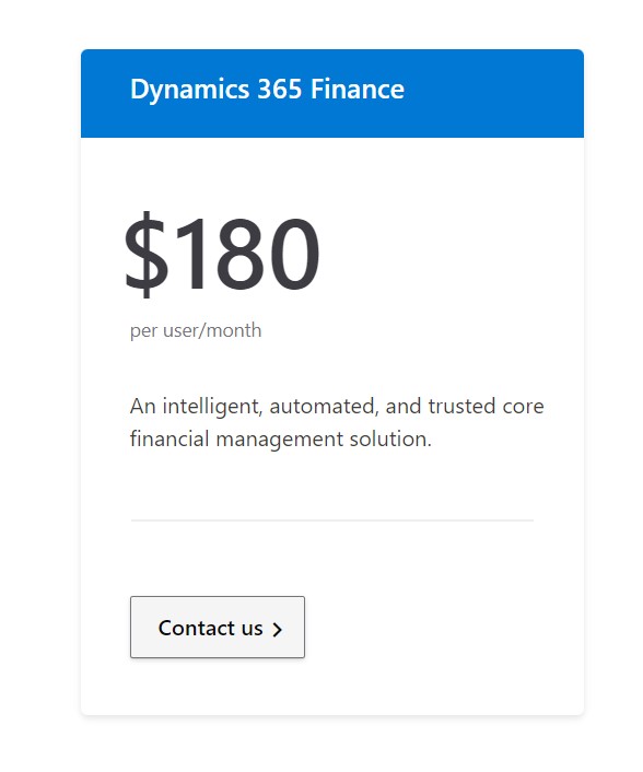 Microsoft Dynamics Finance and Operations has a subscription fee and a 30-day free trial