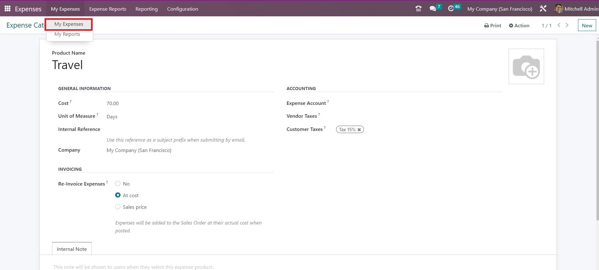 Reinvoicing Expenses To Customers in Odoo - 5 - Midis