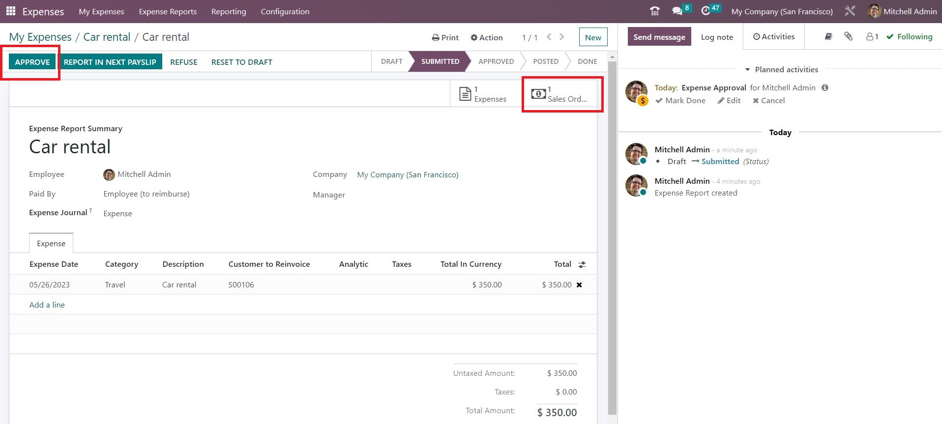 Reinvoicing Expenses To Customers in Odoo - 9 - Midis