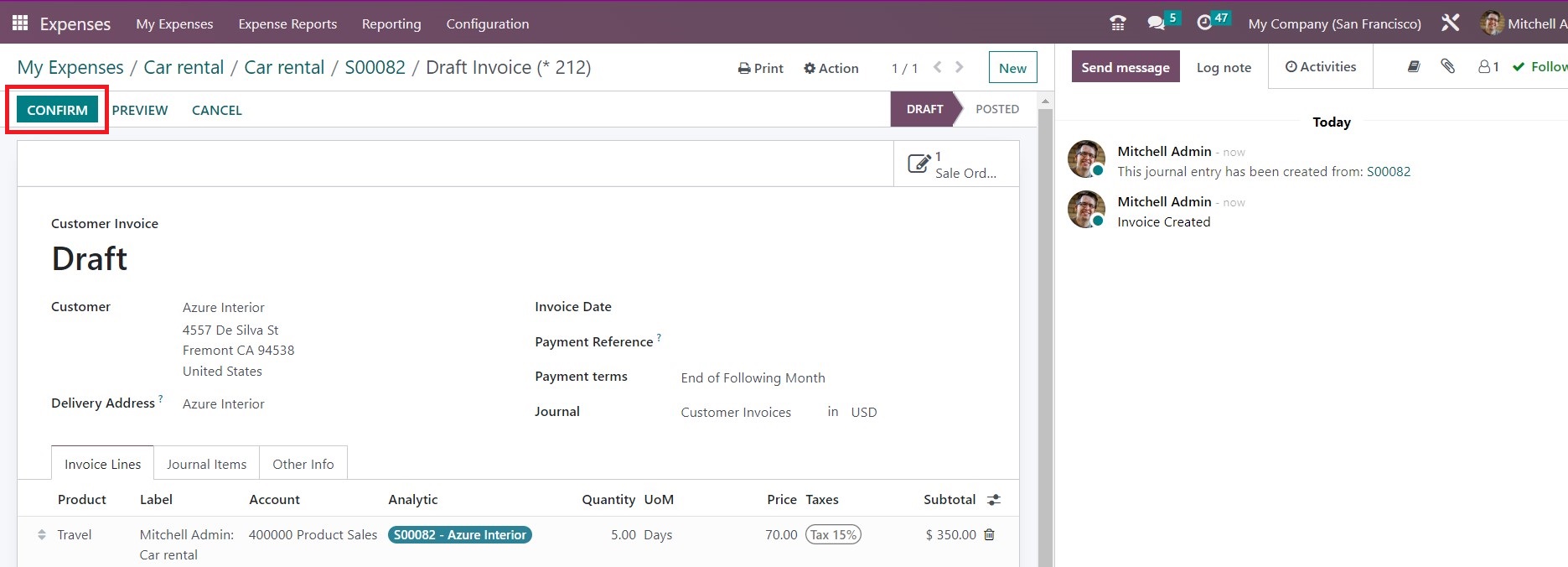 Reinvoicing Expenses To Customers in Odoo - 14 - Midis