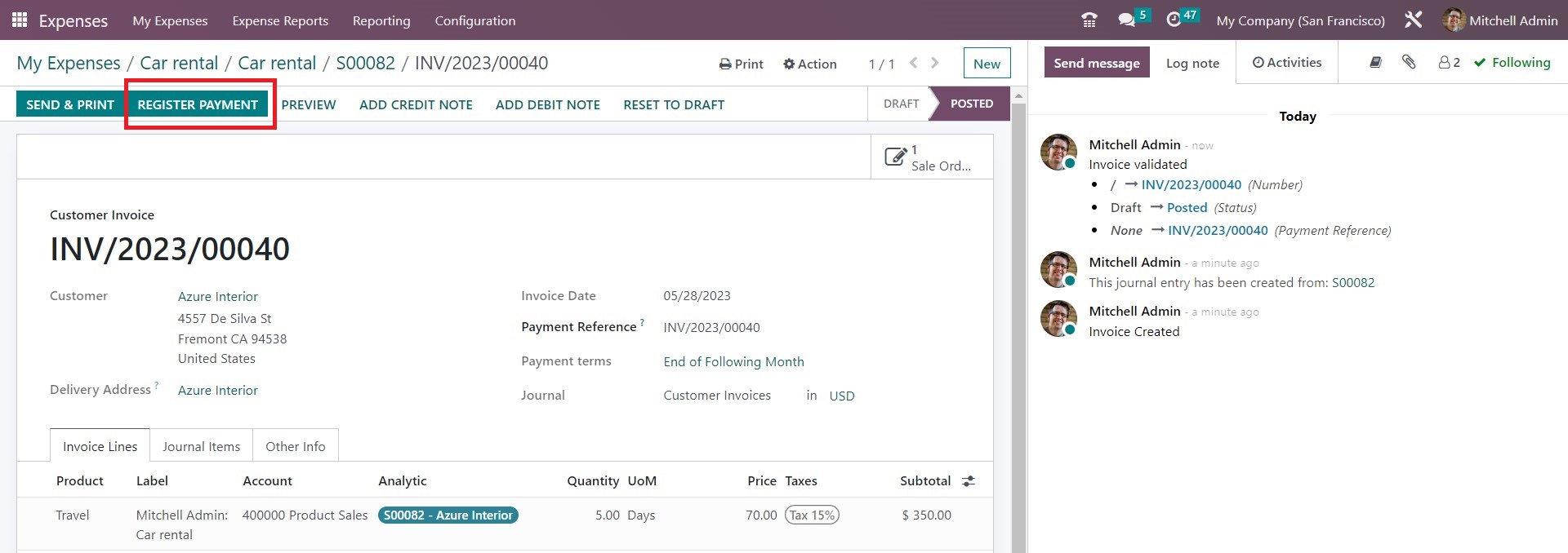 Reinvoicing Expenses To Customers in Odoo - 15 - Midis