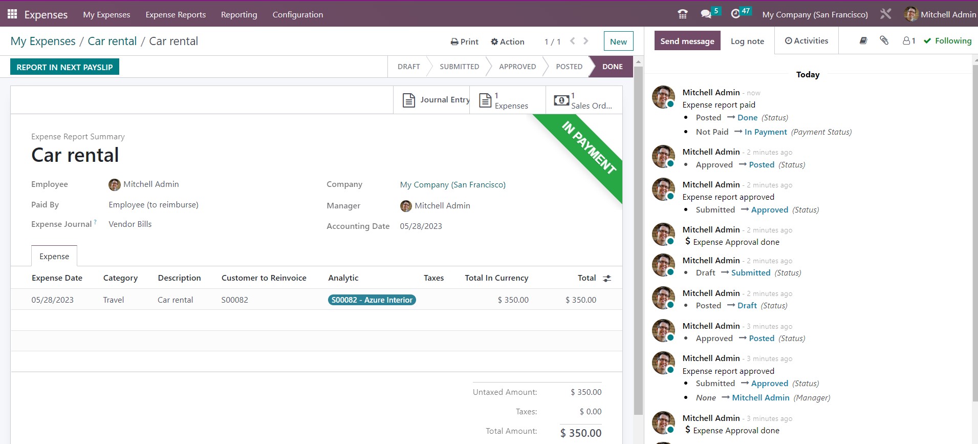 Reinvoicing Expenses To Customers in Odoo - 17 - Midis