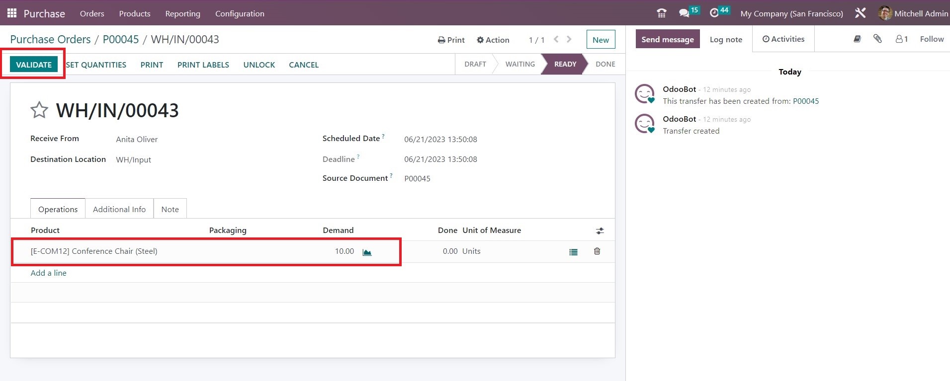 Confirming Deliveries and Receipts in Odoo - Midis - 16