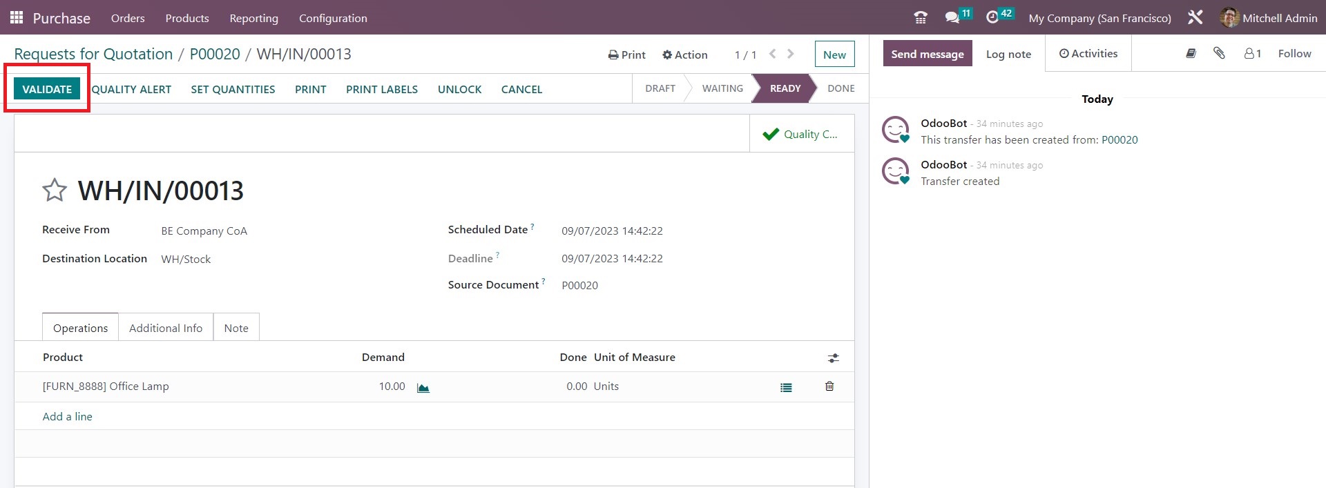 Step 8: Validate the Purchase Order and Create a Bill - Midis - 15