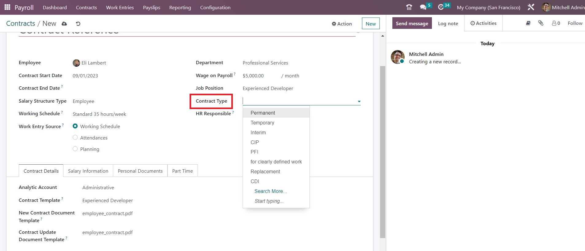 Creating Different Contract Types in Odoo 16 Payroll - Midis - 9