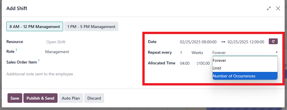 Recurring Shifts