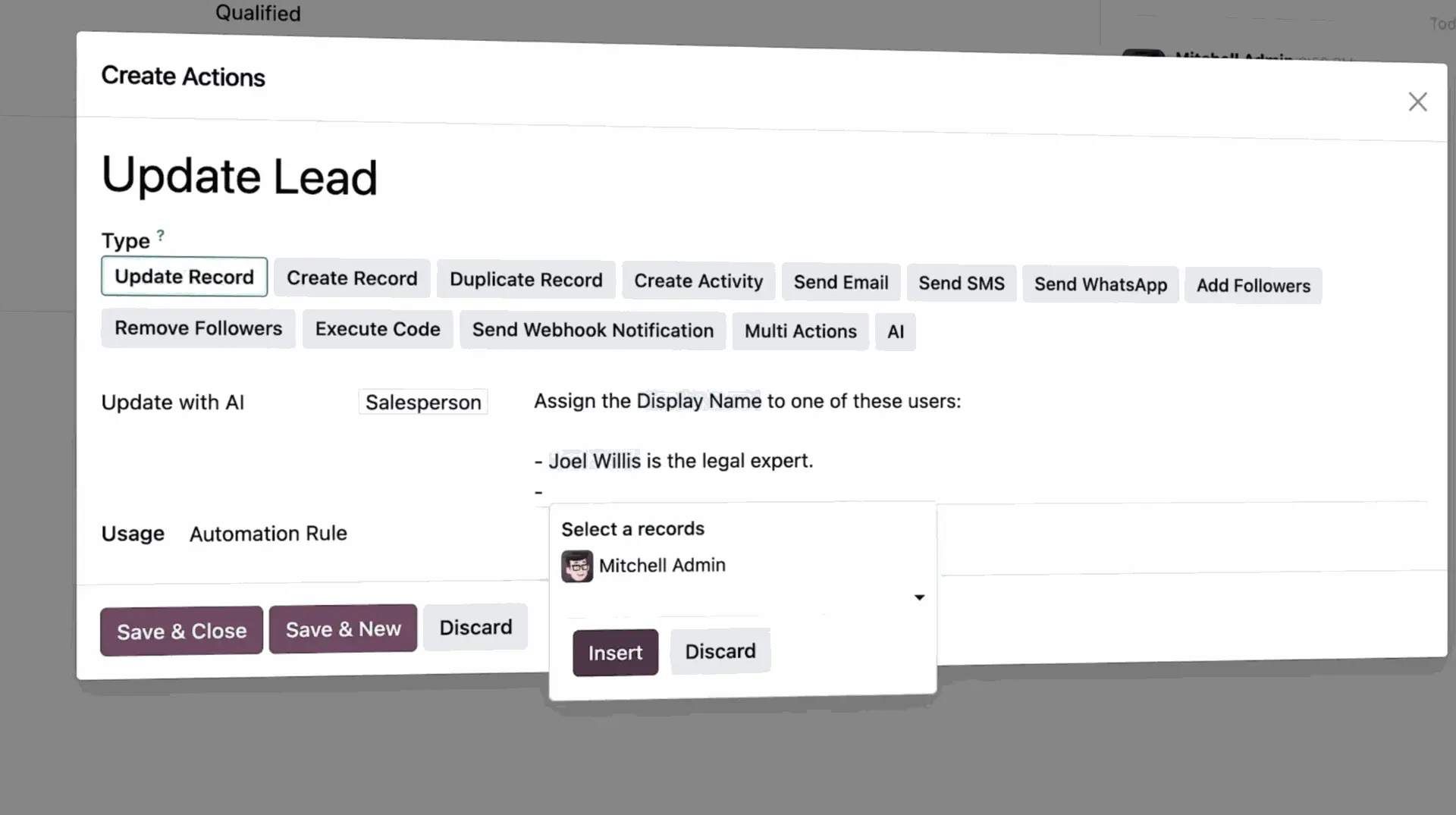 Workflow automation -  AI automations via custom prompts for actions