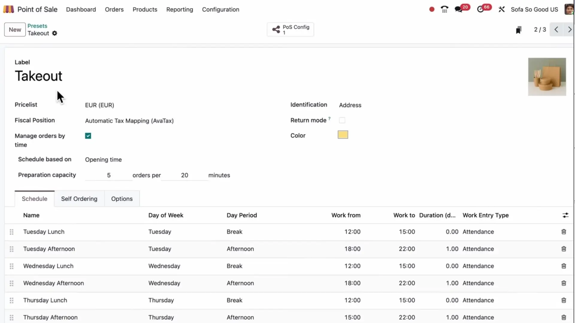 04 Odoo 19 PoS - Preset Configuration 04 Odoo 19 PoS - Preset Configuration