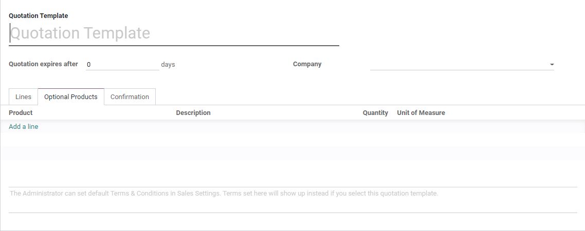 Odoo Sales Module - New Quotation