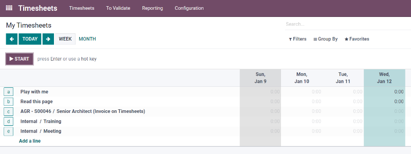 Odoo ERP - Timesheet